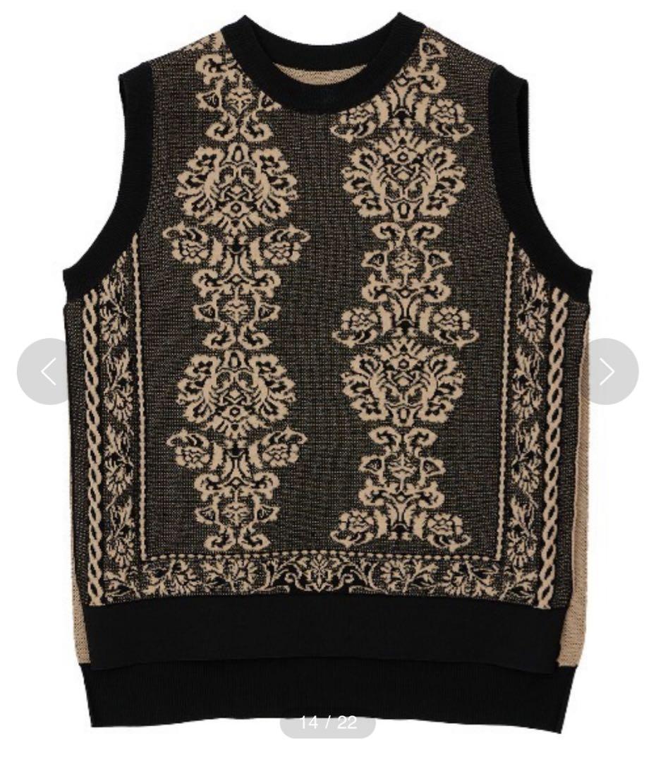 トップス MEDI REVERSIBLE VINTAGE FLOWER KNIT VEST