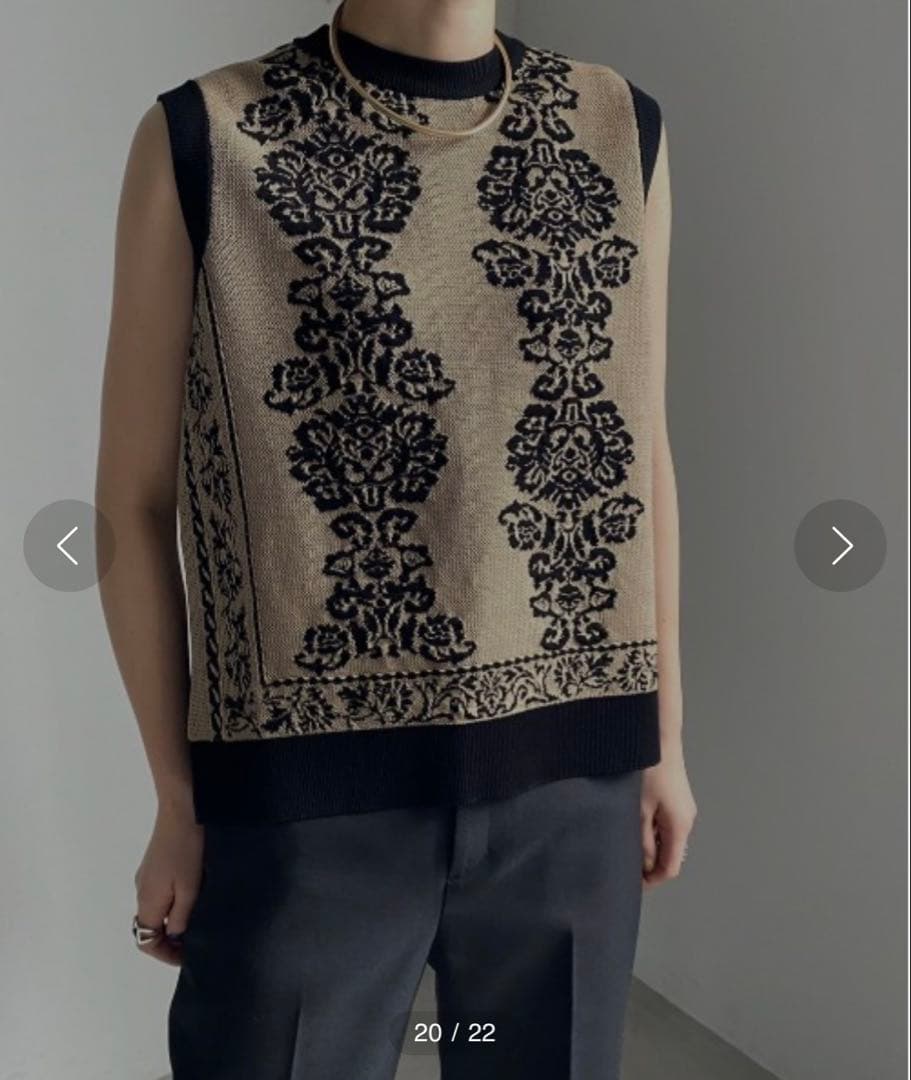 トップス MEDI REVERSIBLE VINTAGE FLOWER KNIT VEST