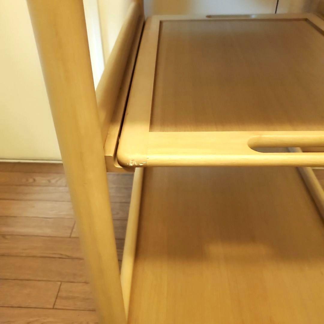 【良品】karimoku キッチン ワゴン キャスター付き トレイ付き 木製