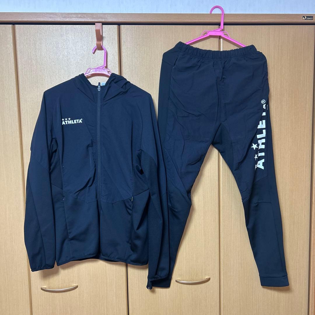 ATHLETA フード付きジャージ上下セット ブラック