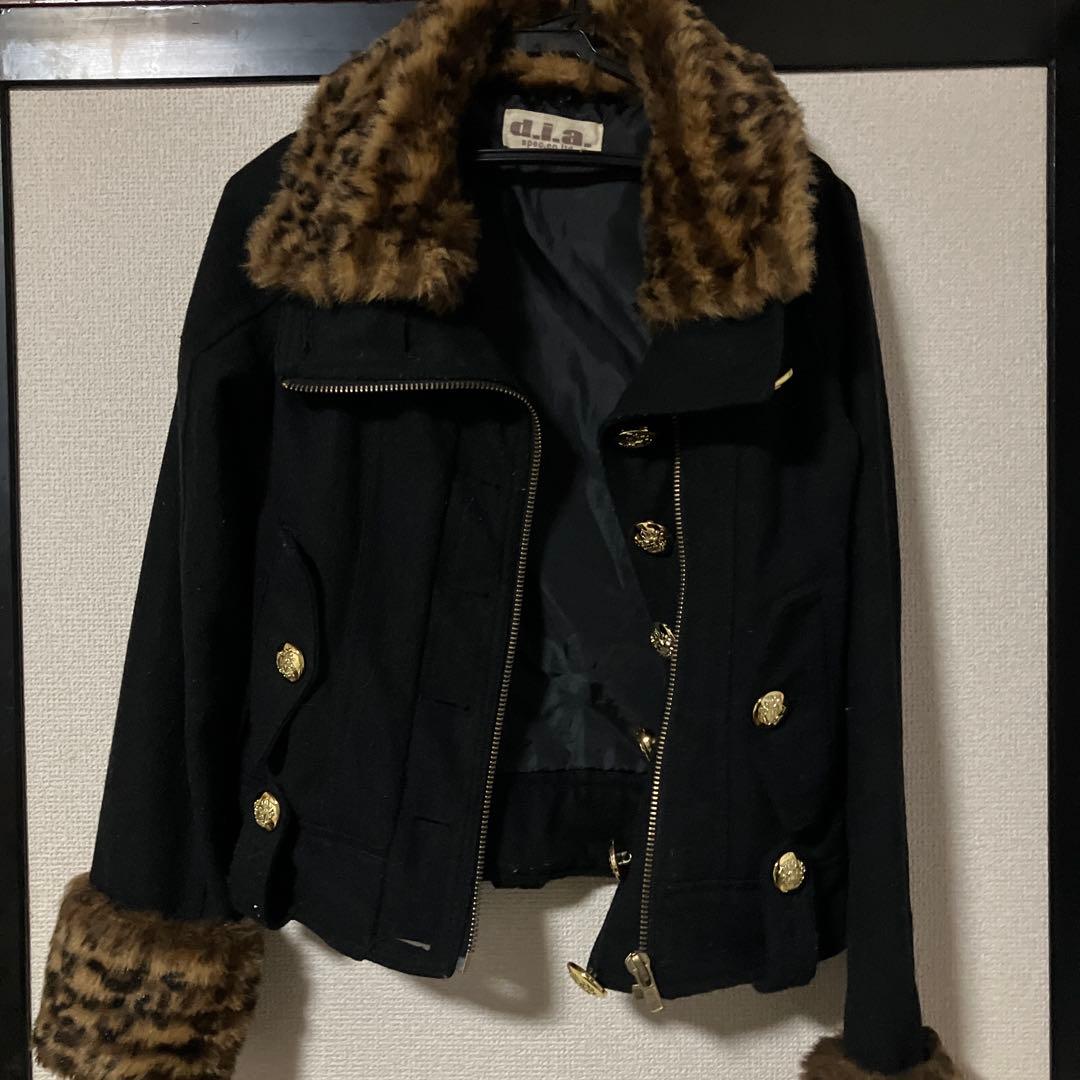 d.i.a. ファー付きダブルブレストジャケット 平成ギャル おまけ小物入れ付き