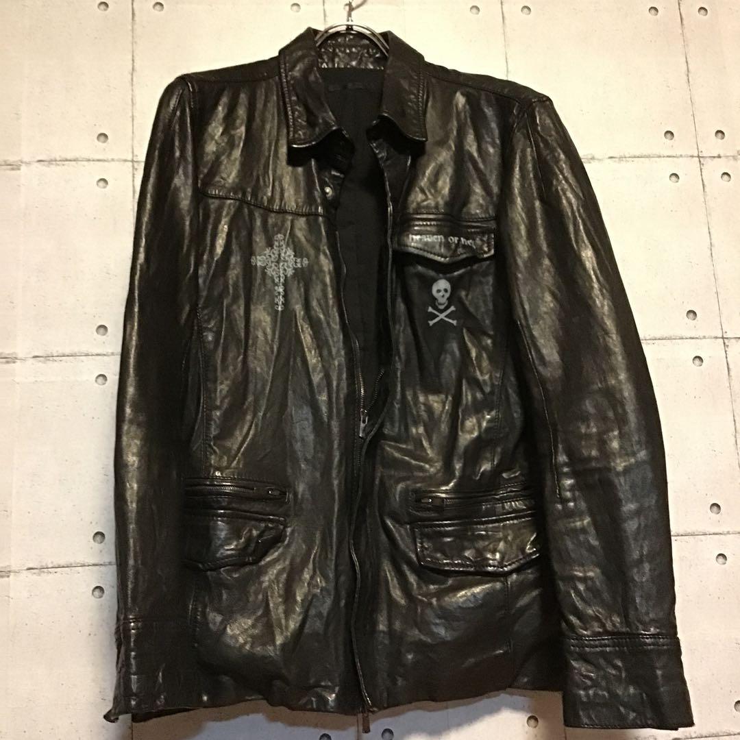 【超一点物】00s ヴィンテージ シープスキン レザーコート ハンドペイント