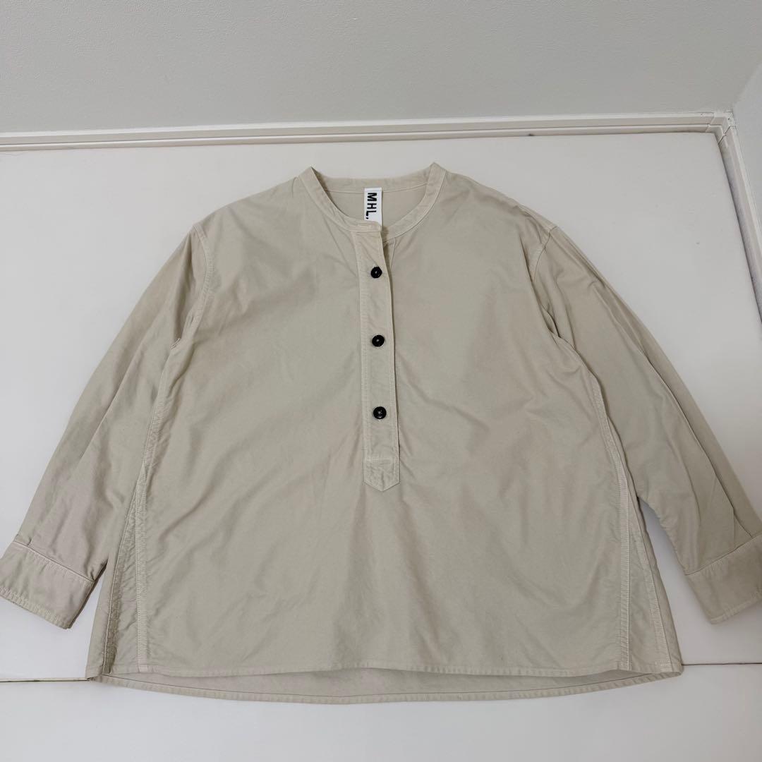 マーガレットハウエル MHL. バンドカラーシャツ コットン　アイボリー　1 M