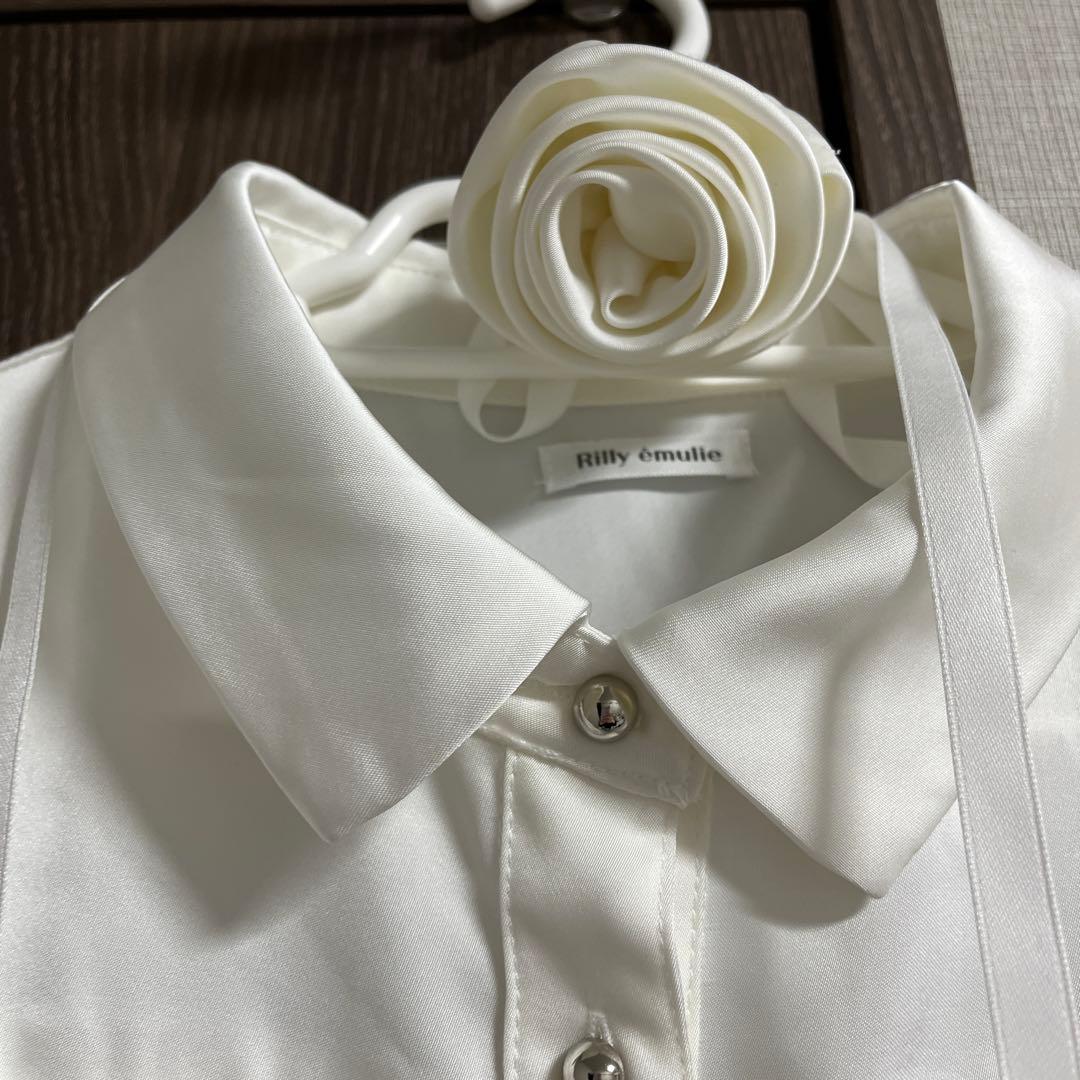 トップス rilly emulie Rose Ribbon Collar Blouse