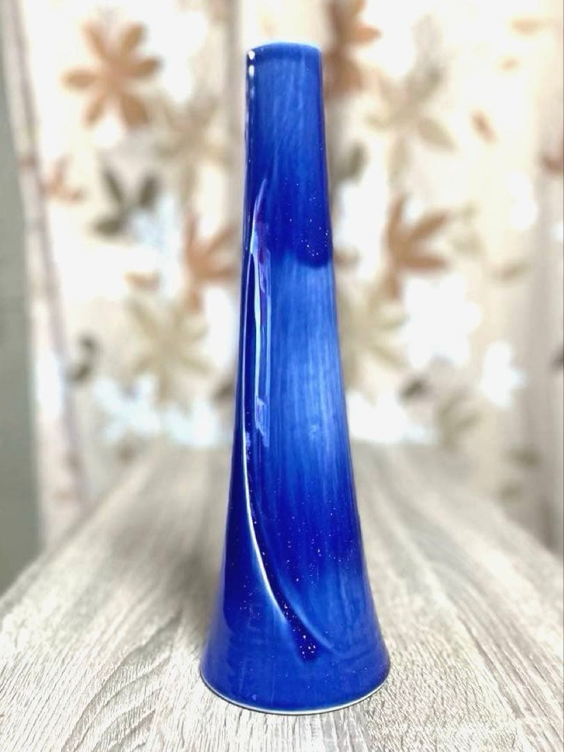 【京焼・清水焼】　「光斉」作/窯　瑠璃釉　花器　花入　茶道具　コバルトブルー