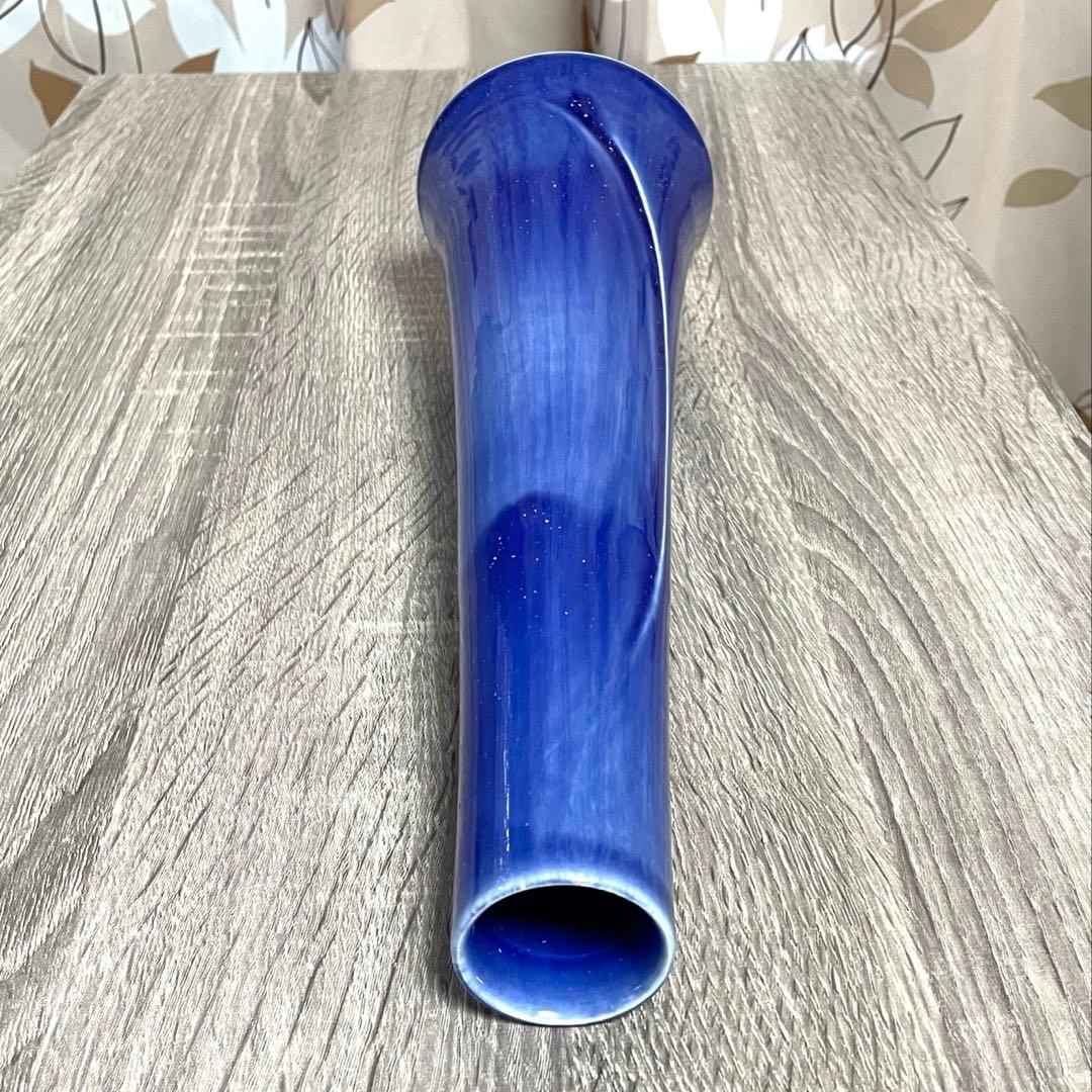 【京焼・清水焼】　「光斉」作/窯　瑠璃釉　花器　花入　茶道具　コバルトブルー