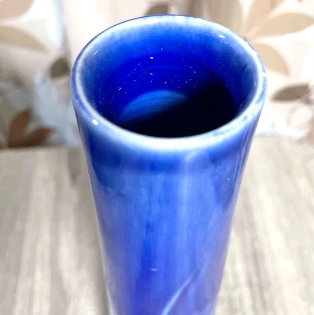 【京焼・清水焼】　「光斉」作/窯　瑠璃釉　花器　花入　茶道具　コバルトブルー