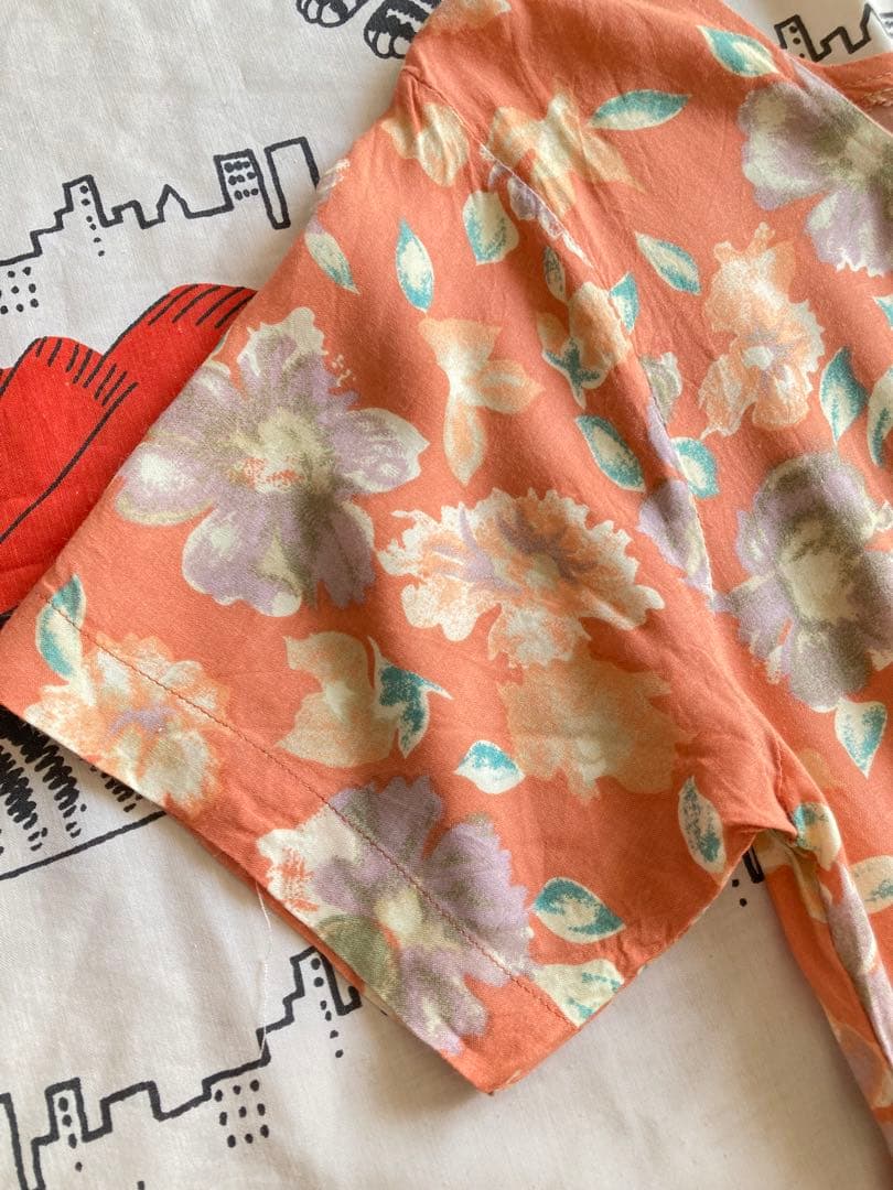 vintage ヴィンテージ オレンジ 花柄 ロングワンピース 古着