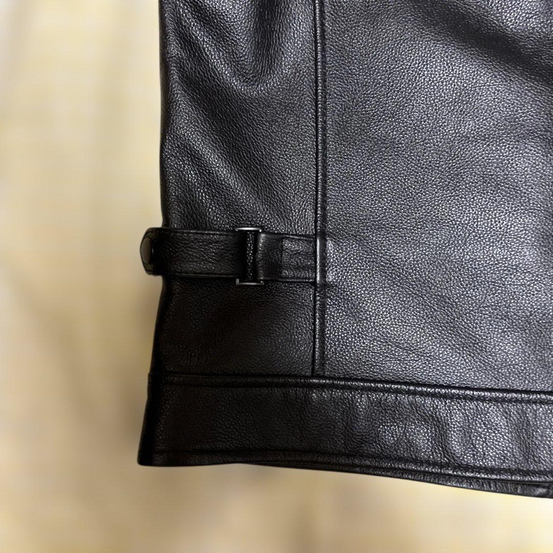 美品　FORTIME 本革　シングルライダースジャケット　　ブラック　4XL