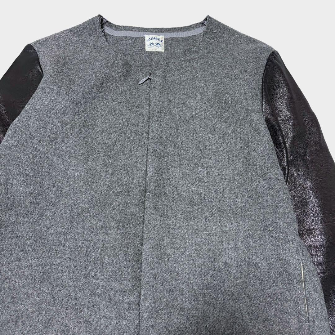 美品 SUNSEA メルトンレザージャケット 往年の名作 L