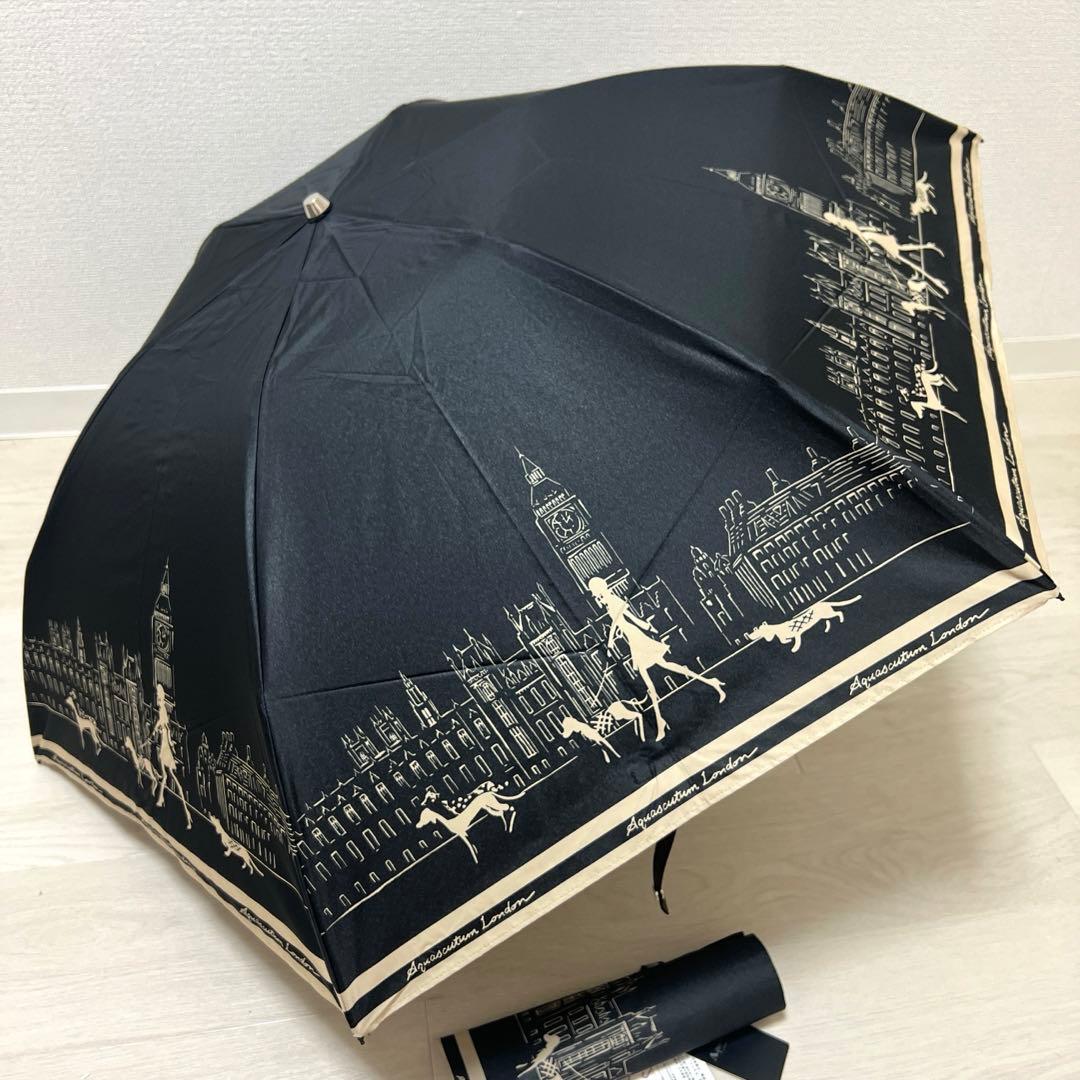 新品アクアスキュータム １級遮光 晴雨兼用 折りたたみ傘 トレカ 軽量 ロンドン