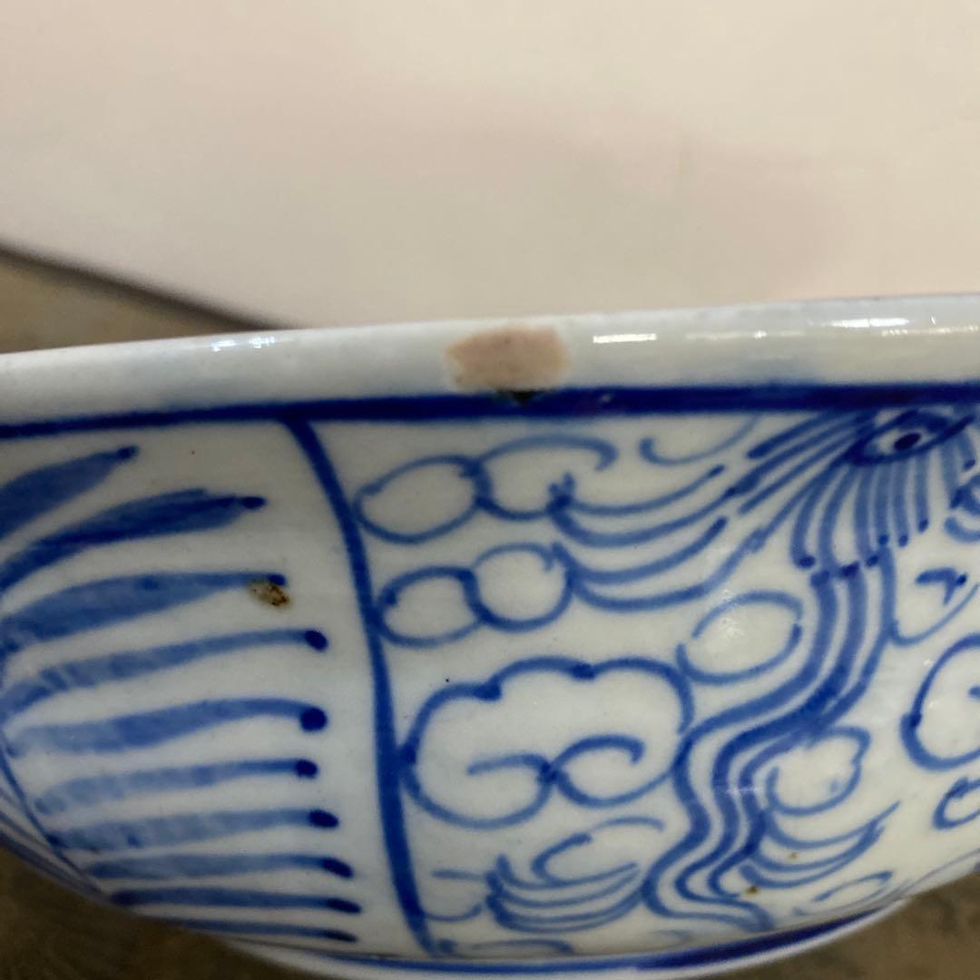 骨董　古伊万里　明治　ベロ丼　ベロ藍