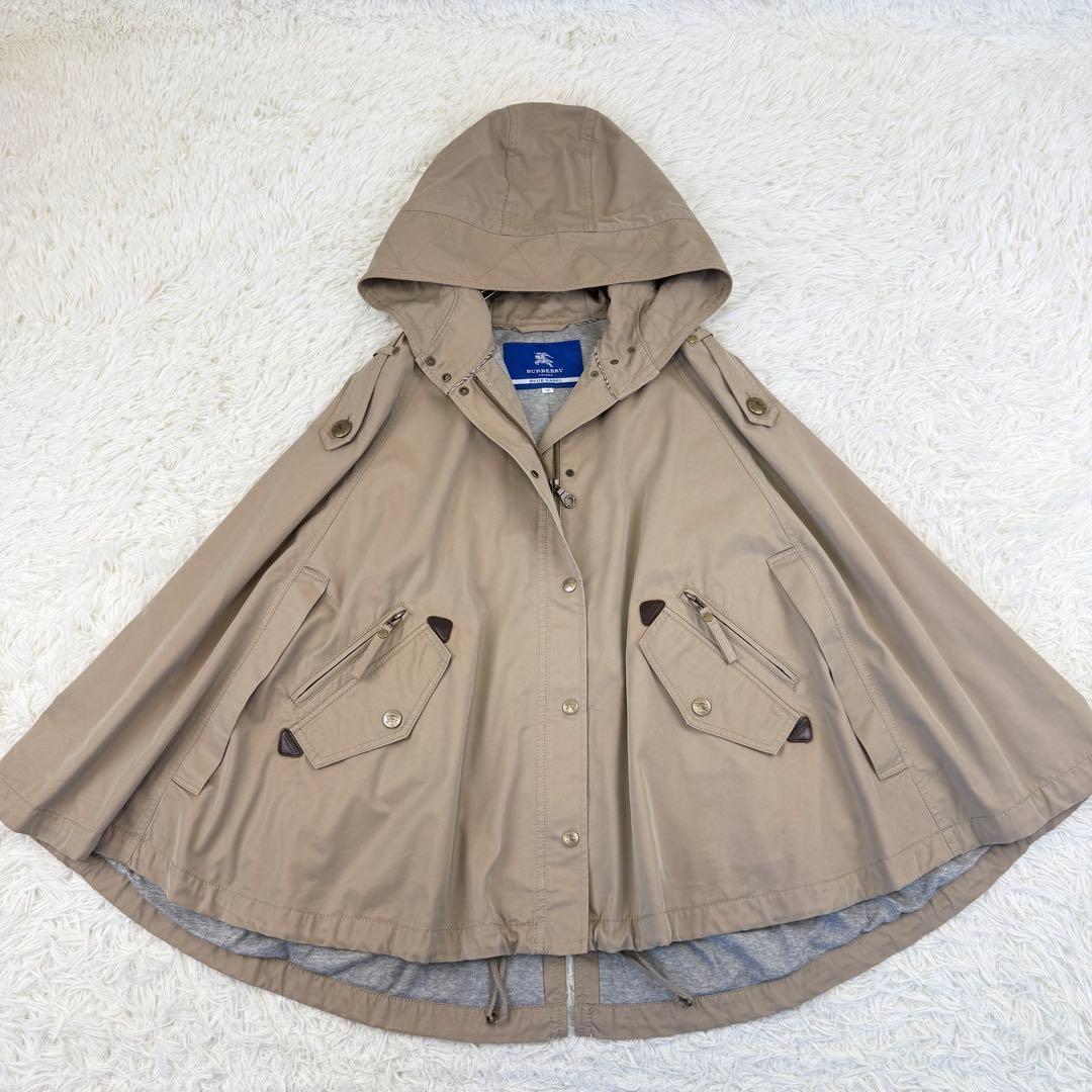 美品 バーバリーブルーレーベル Burberry ケープ コート トレンチ 38