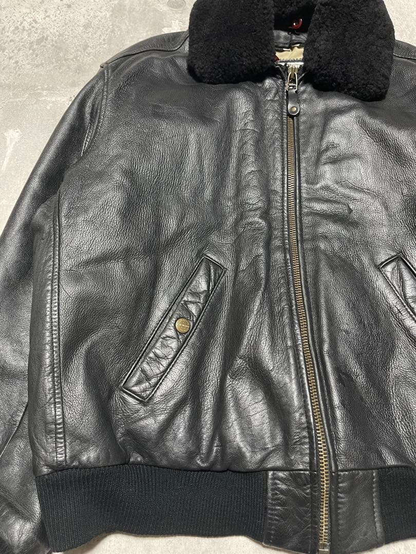 90s chevignon レザーダウンボンバージャケット　a-2 g-1