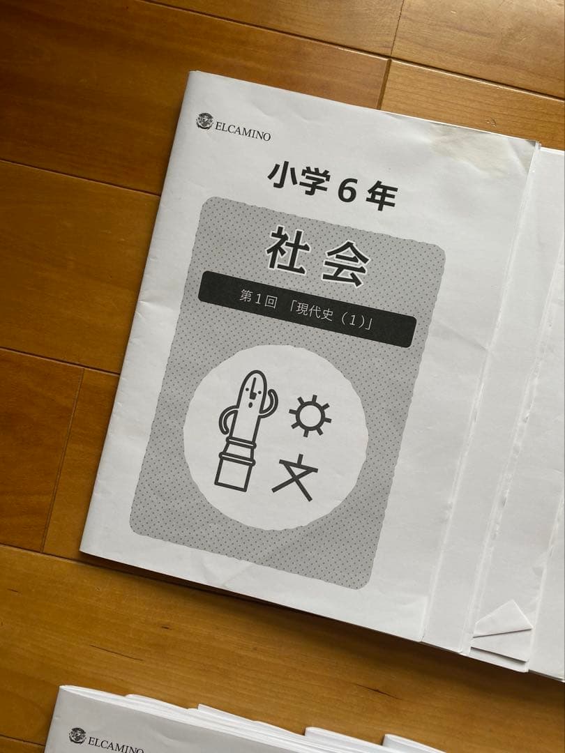 中学受験【エルカミノ】新小6社会テキスト28冊＋確認テスト14部