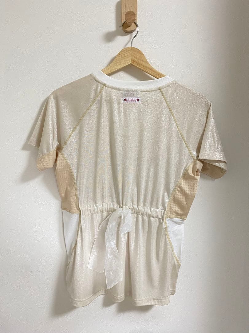 SCULPTOR 光沢VネックTシャツ ベージュ