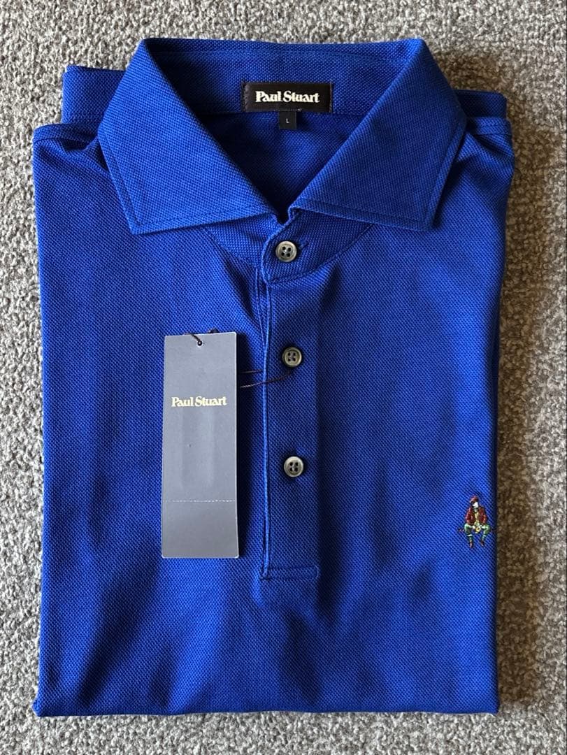 新品★Paul Stuart 鹿の子カッタウェイポロシャツ L ブルー