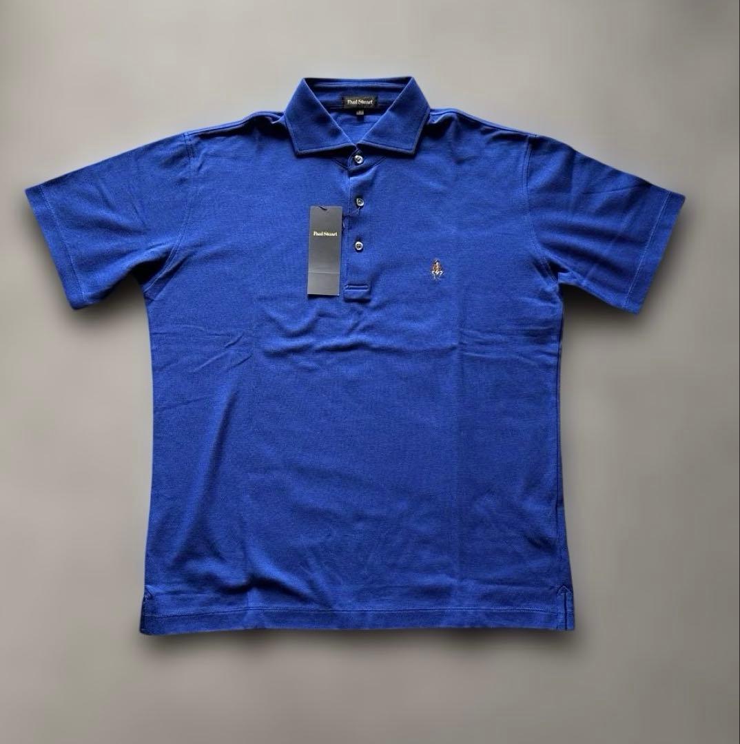 新品★Paul Stuart 鹿の子カッタウェイポロシャツ L ブルー
