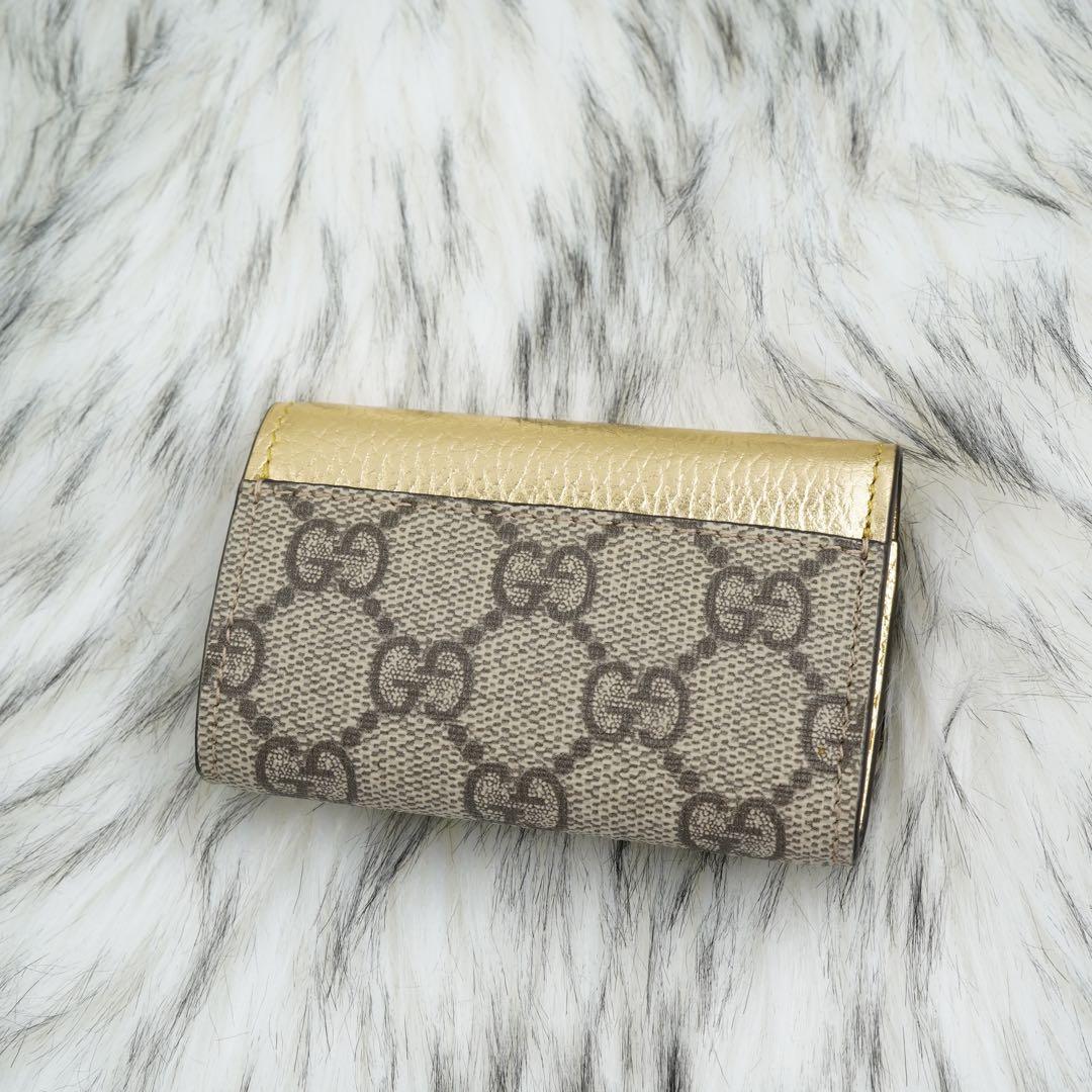 未使用品　箱付き　GUCCI グッチ　キーケース　GG柄　マーモント　ゴールド