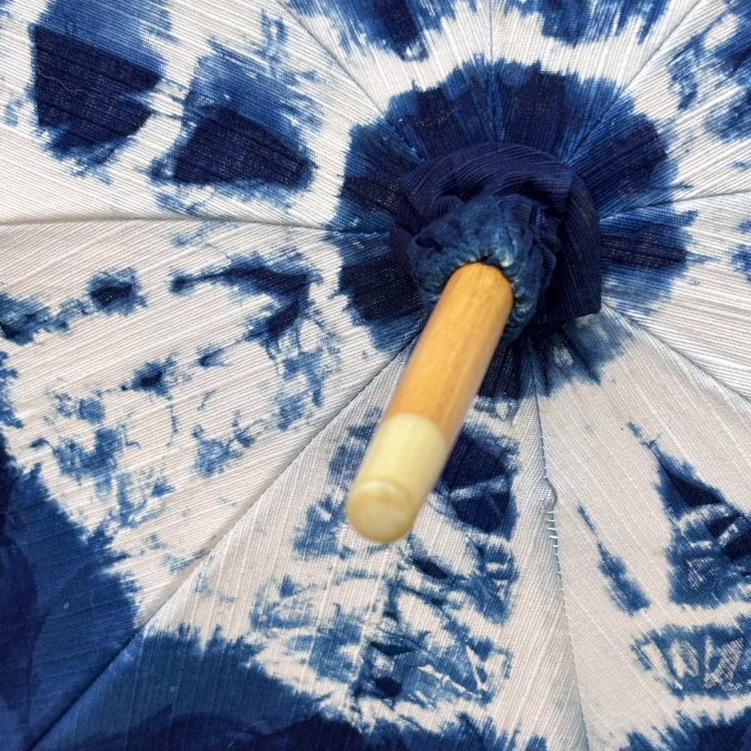 藍染　麻　日傘　日本製　JUPAマーク　藍色Blue しぼり