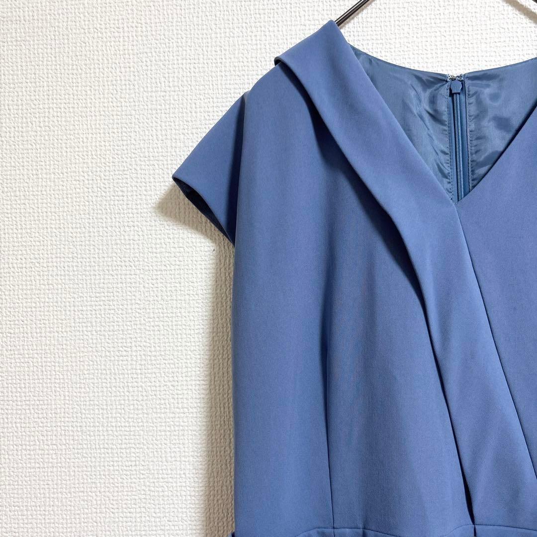 b362 ピンキー&ダイアン　上品Vネッククロスワンピース　金ベルト　フレンチ袖