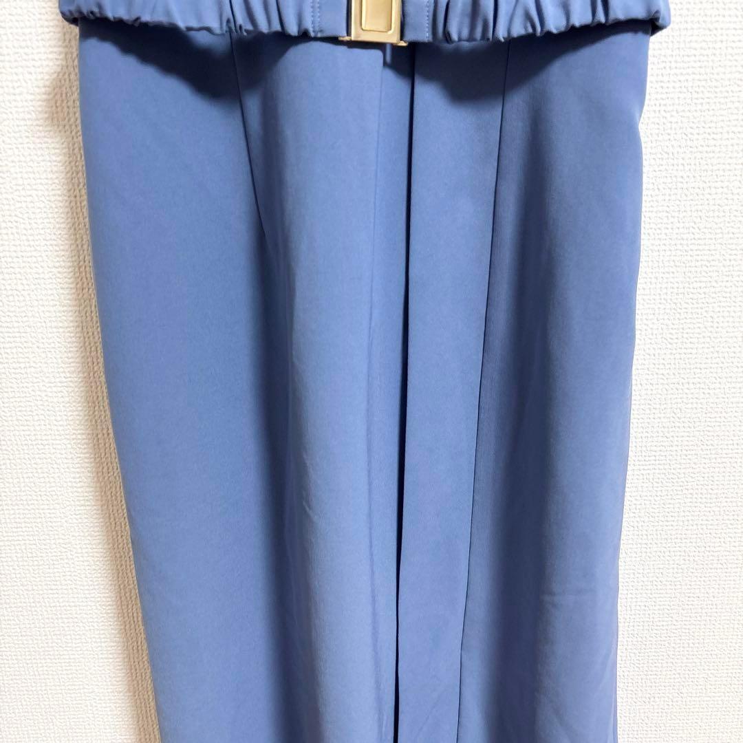 b362 ピンキー&ダイアン　上品Vネッククロスワンピース　金ベルト　フレンチ袖