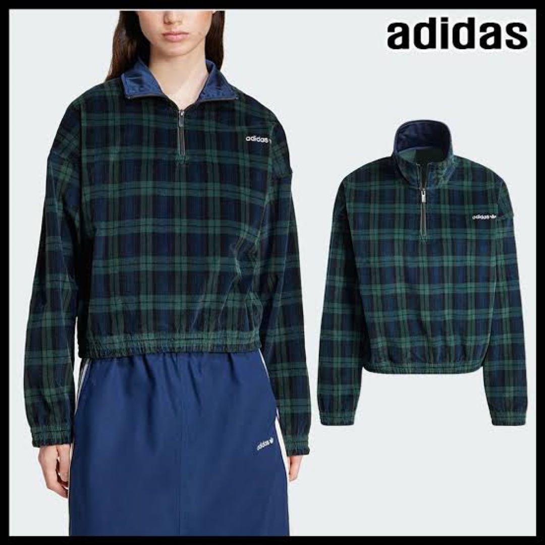 adidas originals ハーフジップ チェック プルオーバー S