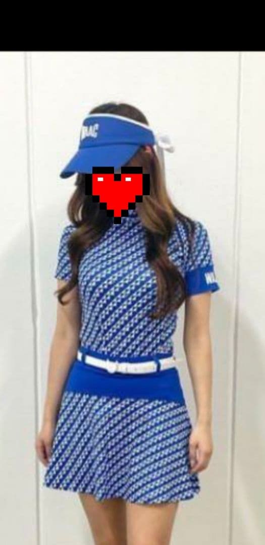 WAAC ゴルフウェア 上下セット青と白の幾何学模様