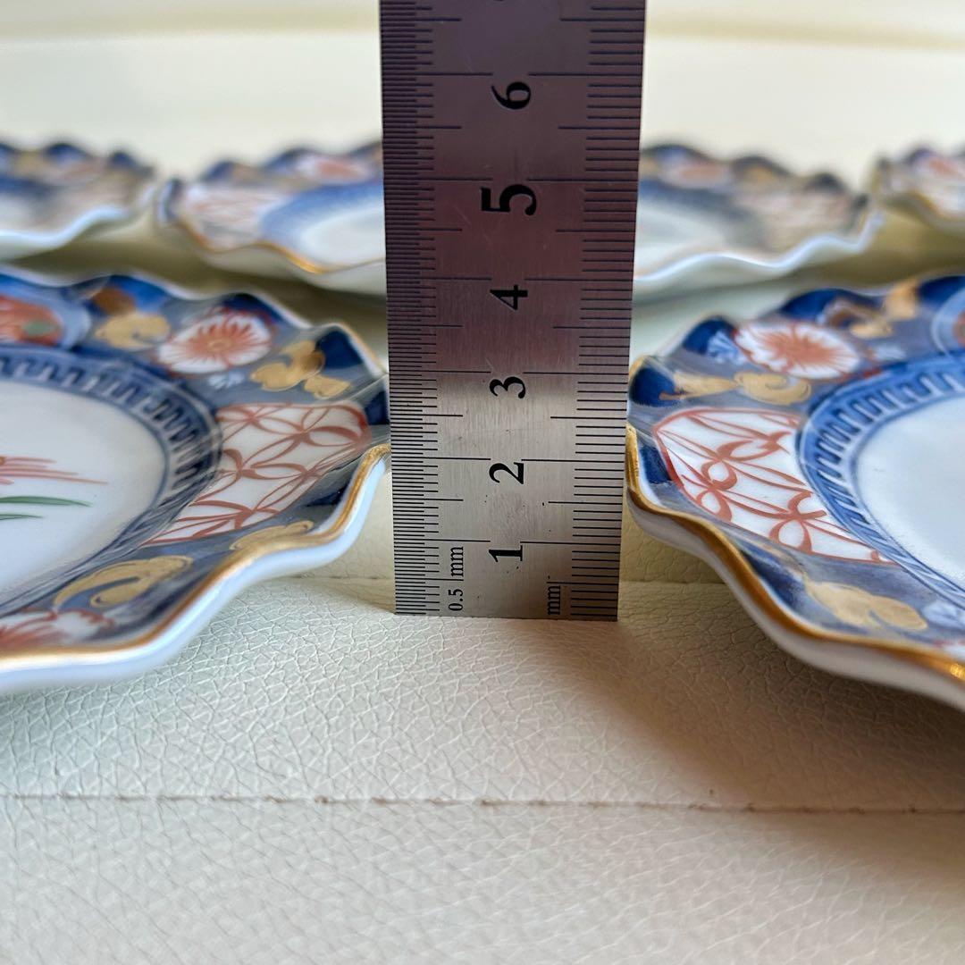 三洋陶器　龍峰窯　金彩濃花鳥　中皿揃　5枚セット　輪花皿　金襴手　古伊万里　取皿