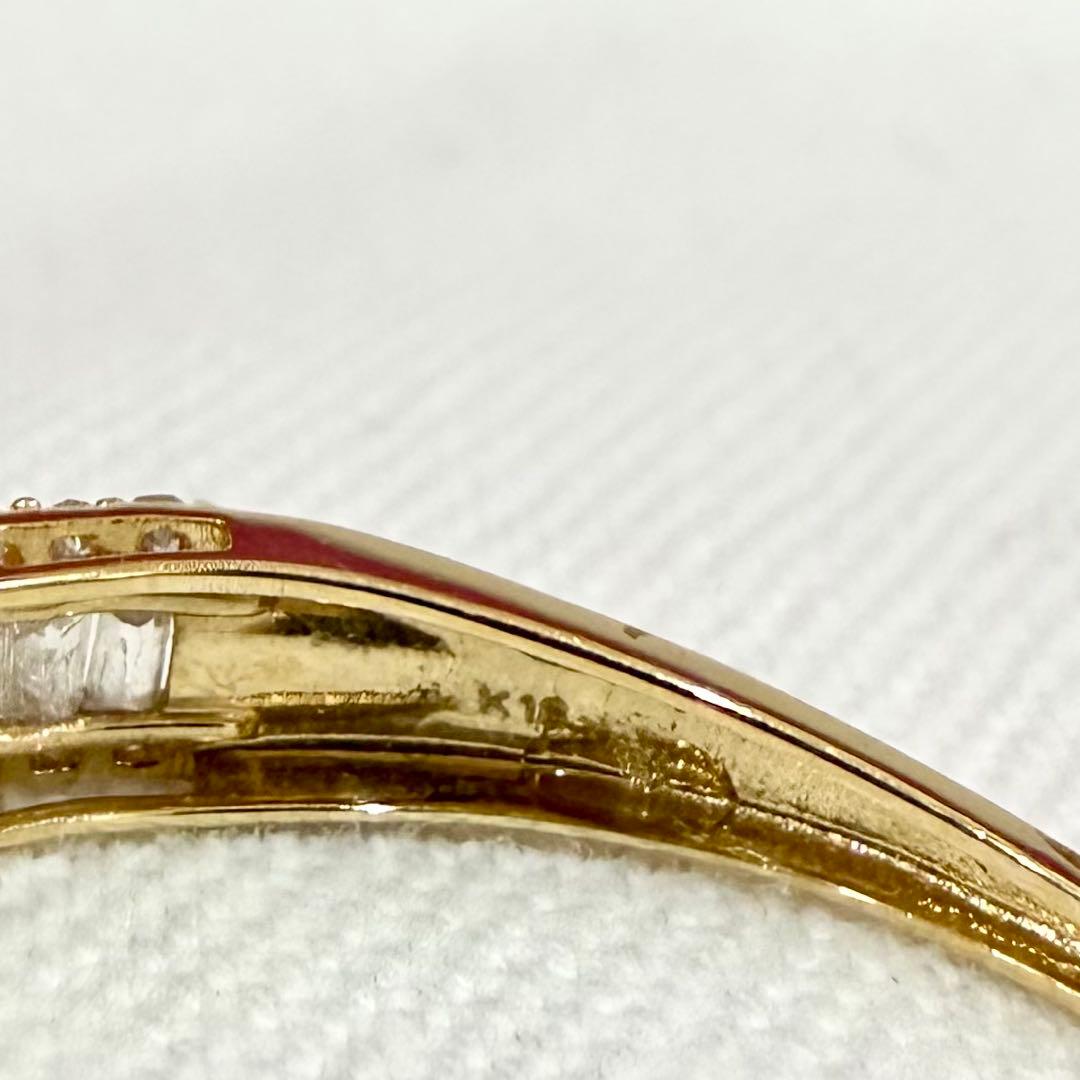 K18 ダイヤモンド 0.50ct テーパーカット デザインリング 19.5号