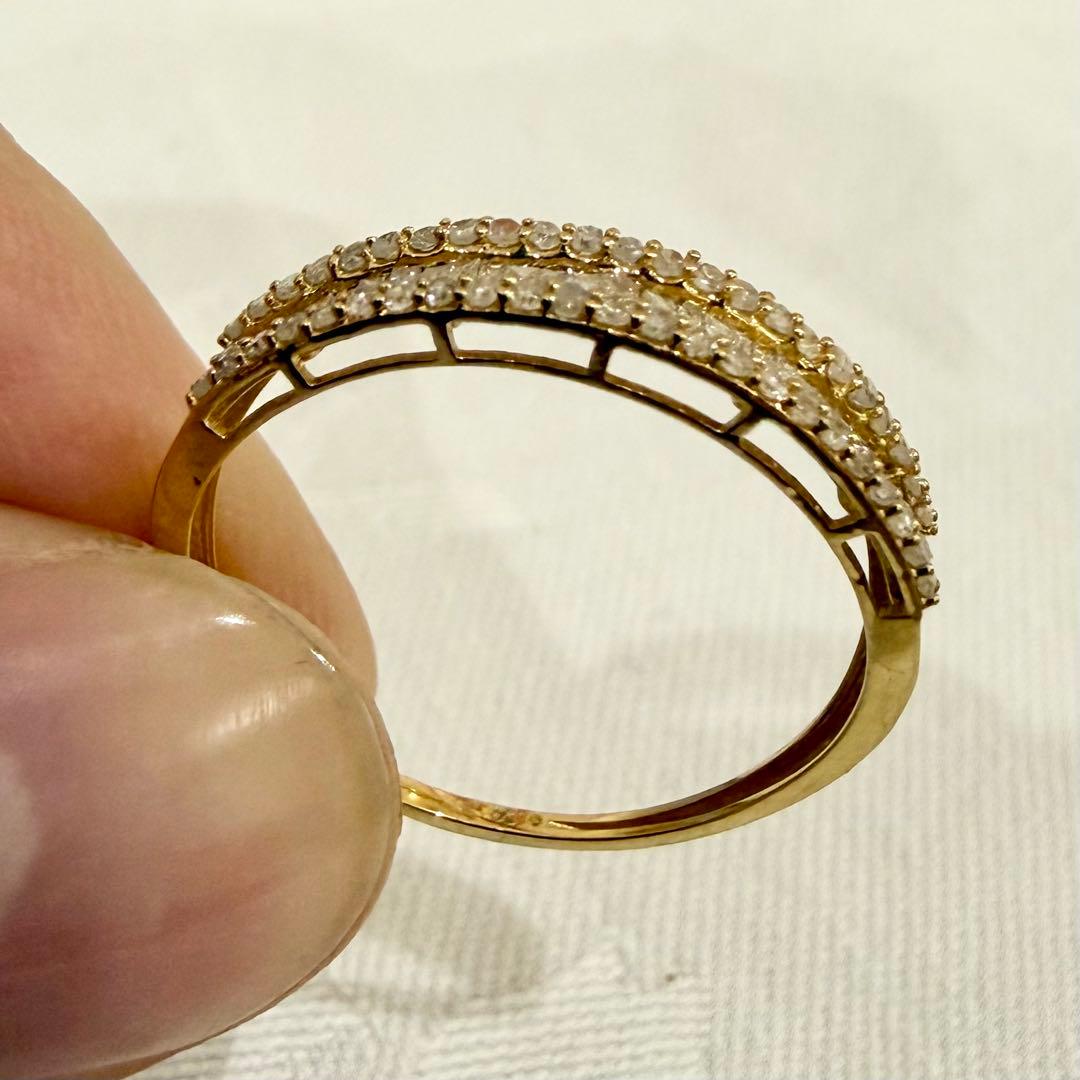 K18 ダイヤモンド 0.50ct テーパーカット デザインリング 19.5号