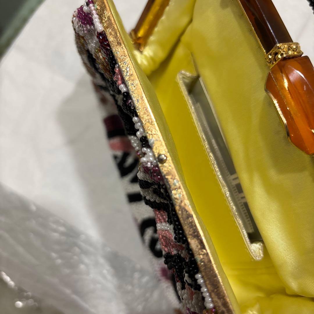 ビーズ花柄バッグ　手工芸