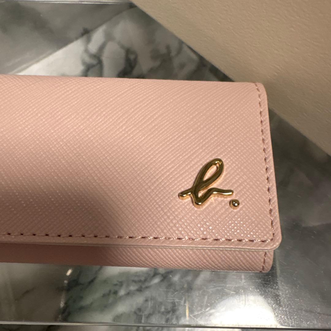 新品未使用　agnès b. レザーキーケース4連　ピンク　ゴールドロゴ