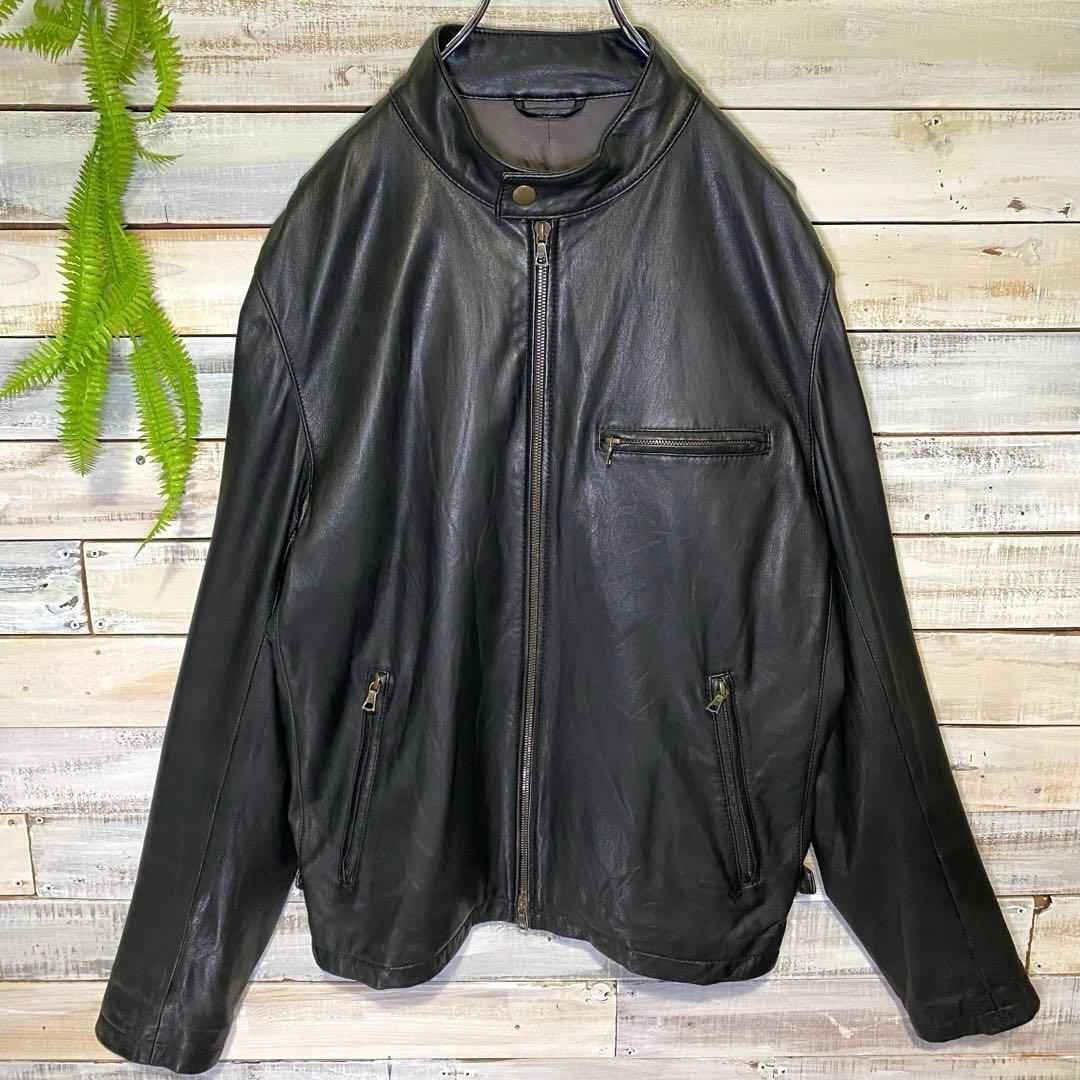 エディフィス シングルライダースジャケット レザー ブラック 羊 ラム Lサイズ