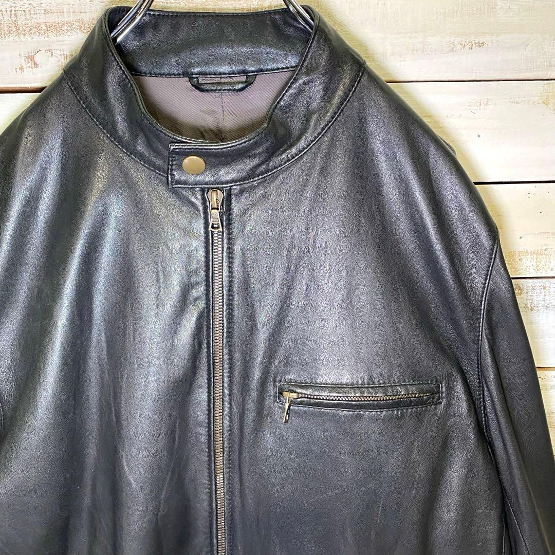 エディフィス シングルライダースジャケット レザー ブラック 羊 ラム Lサイズ