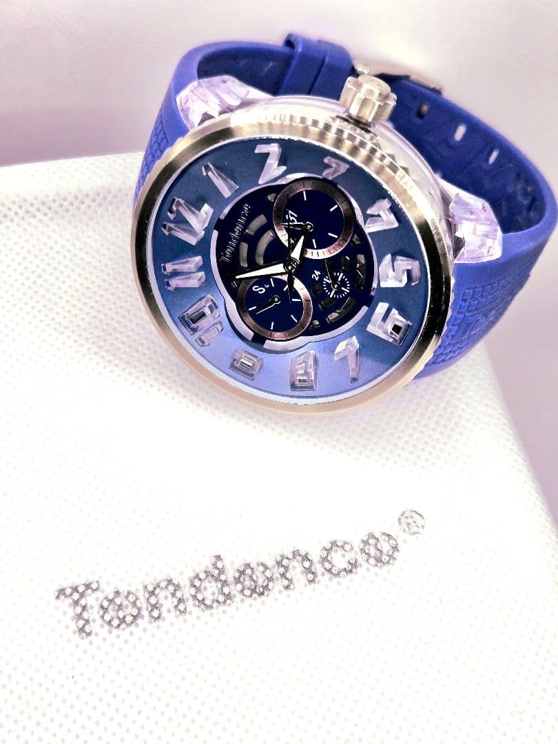 ✩Tendence レインボー FLASH✩ブルー 腕時計 ラバーベルト✩