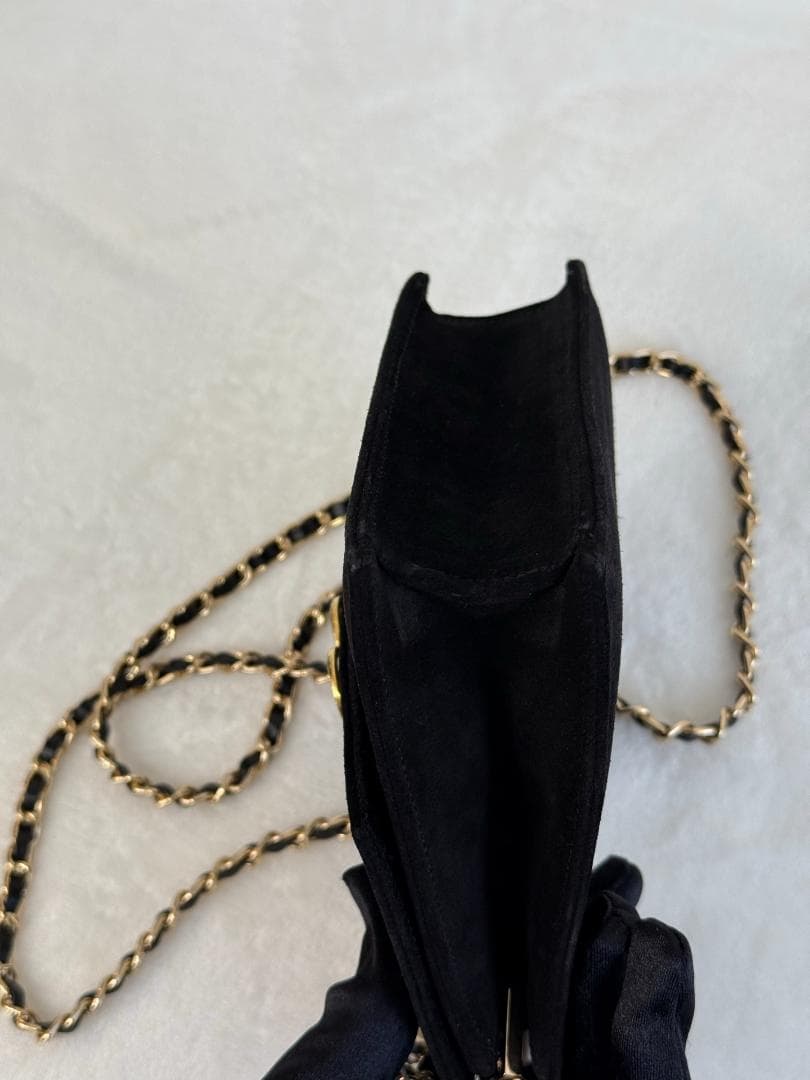 美品❣　CELINEセリーヌ　黒 スエード 　ゴールド　チェーンバッグ
