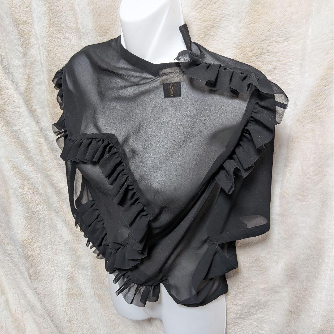 ★COMME des GARÇONS フリル付きシースルーブラックトップス　XS