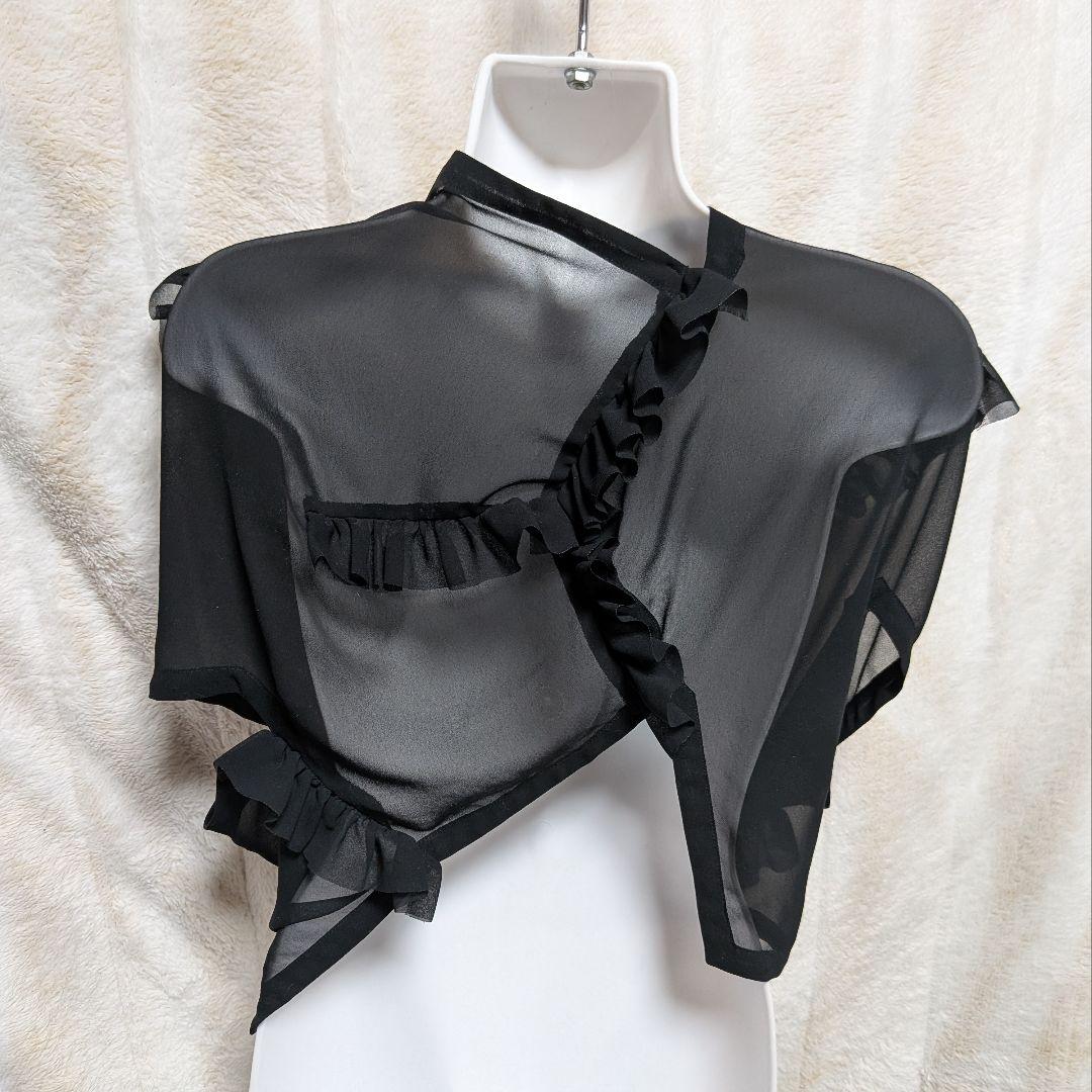 ★COMME des GARÇONS フリル付きシースルーブラックトップス　XS