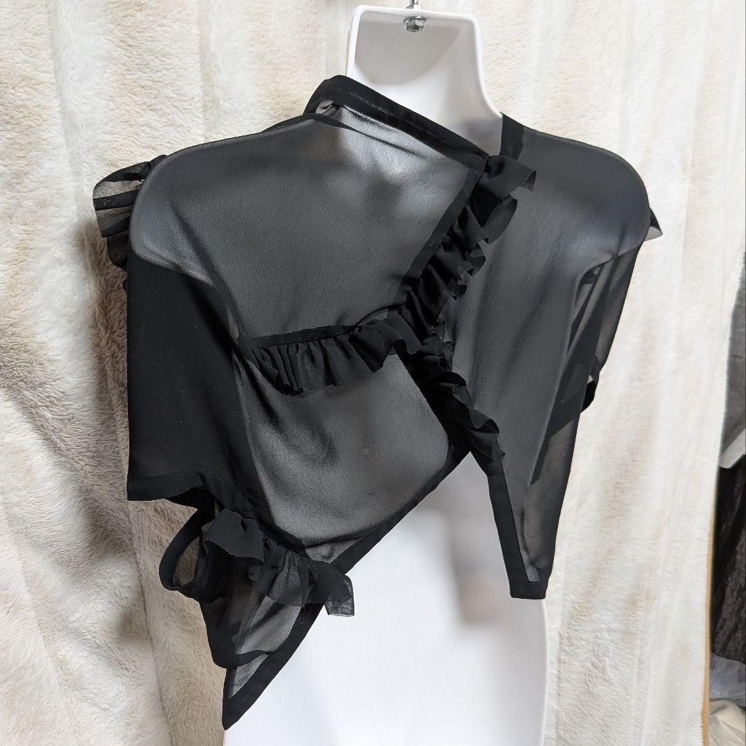 ★COMME des GARÇONS フリル付きシースルーブラックトップス　XS