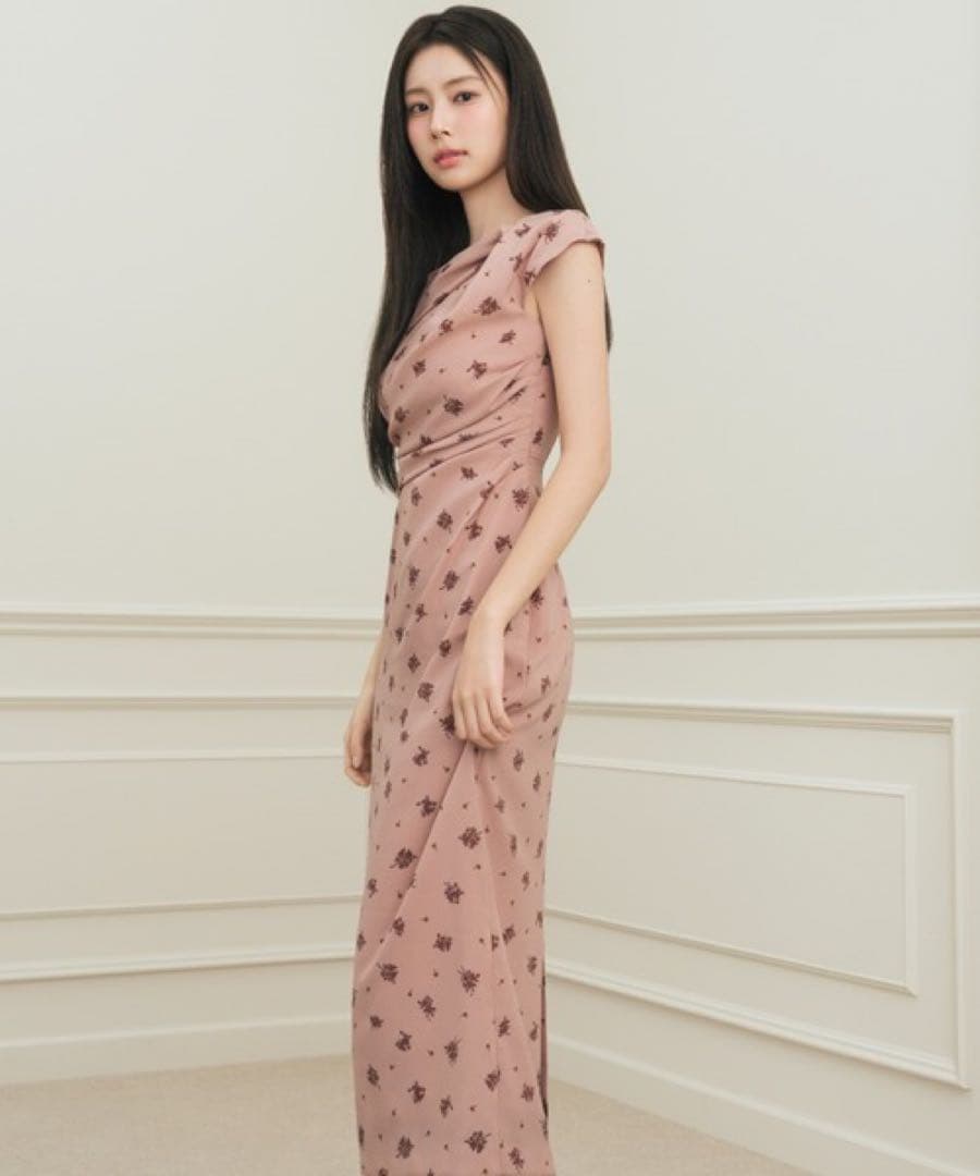 SNIDEL フラワープリントドレープワンピース PINK サイズ0