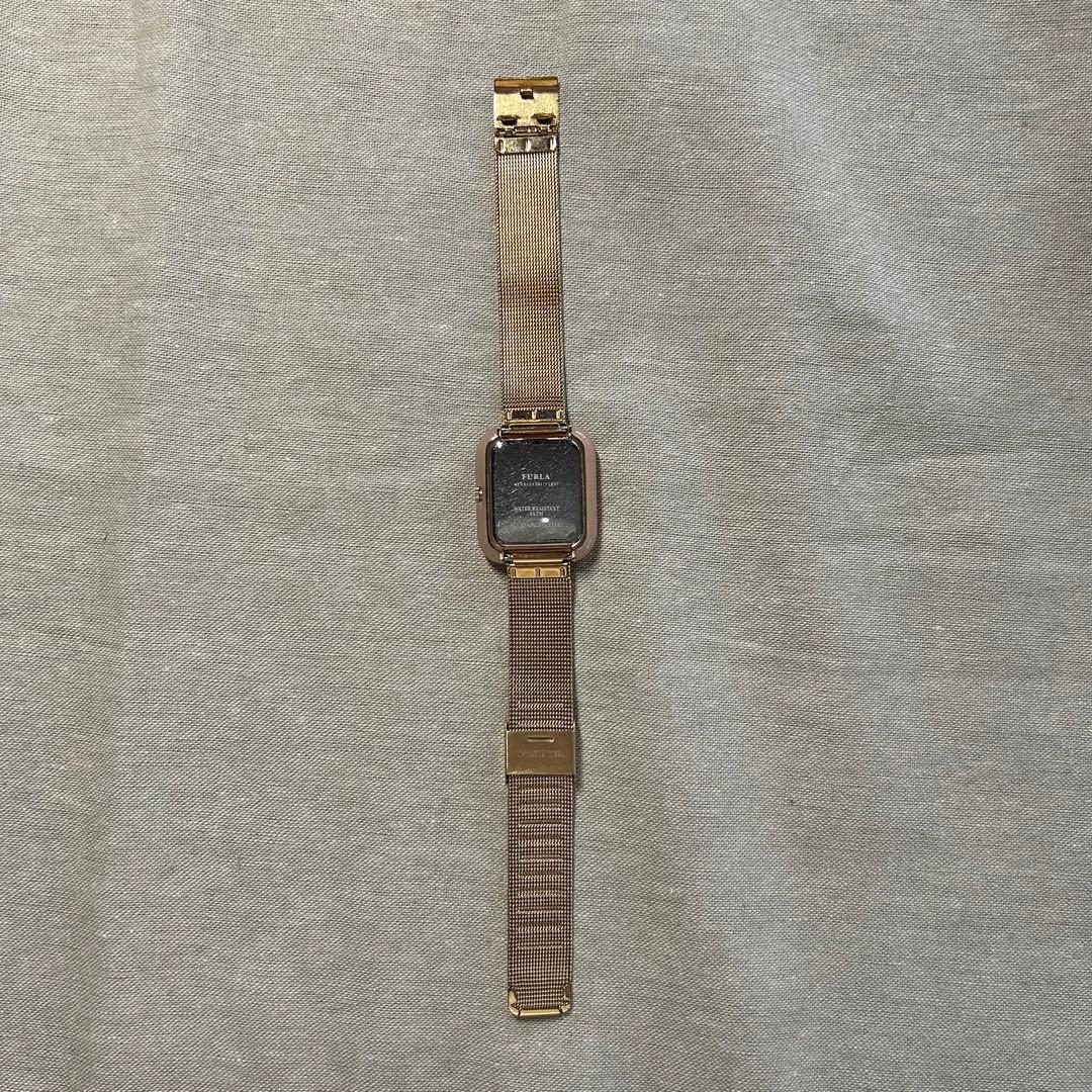 FURLA ベージュ スクエア メッシュベルト 時計