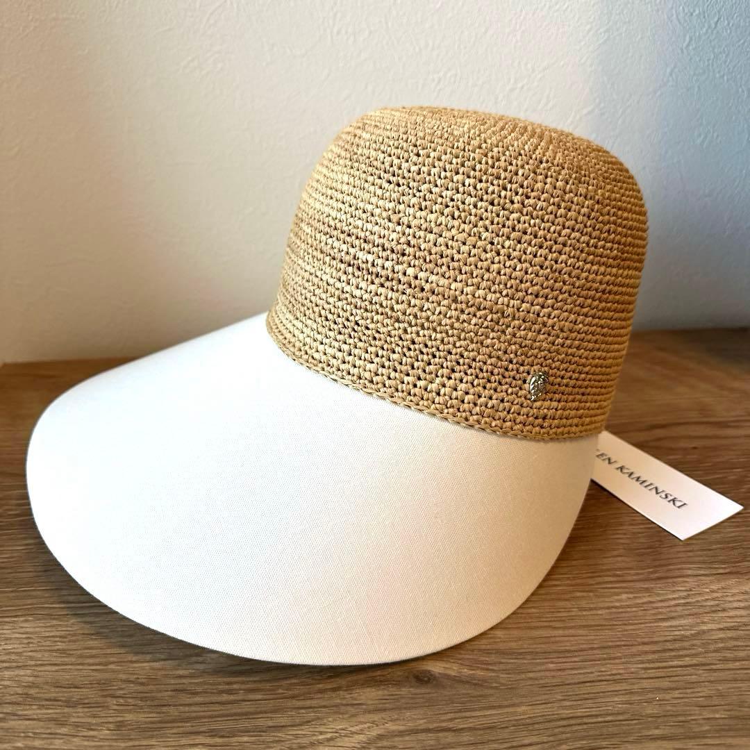 新品 Helen Kaminski ブレイズ ナチュラル x オフホワイト