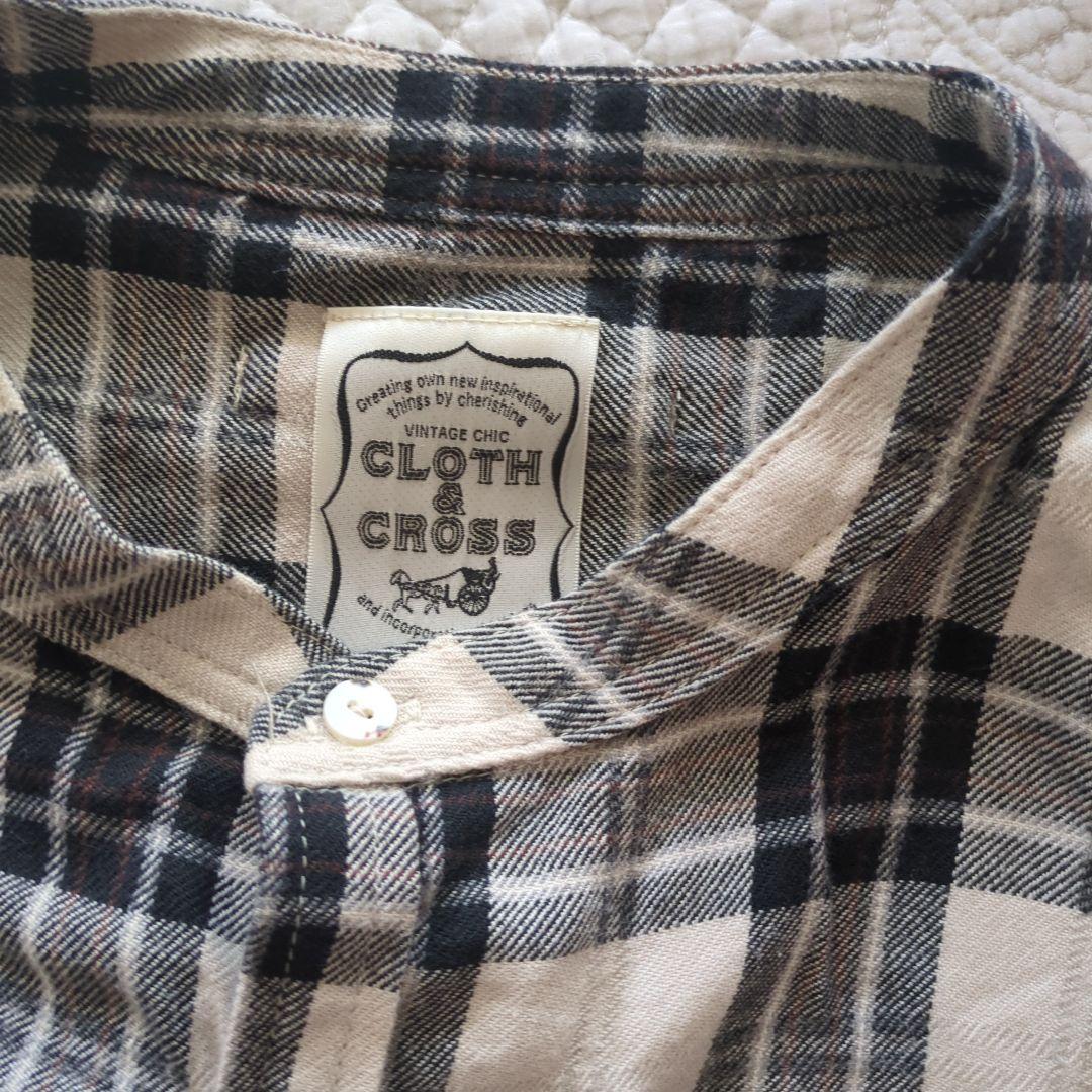 CLOTH&CROSS チェック　シャツ　ノーカラー　ハグオーワー