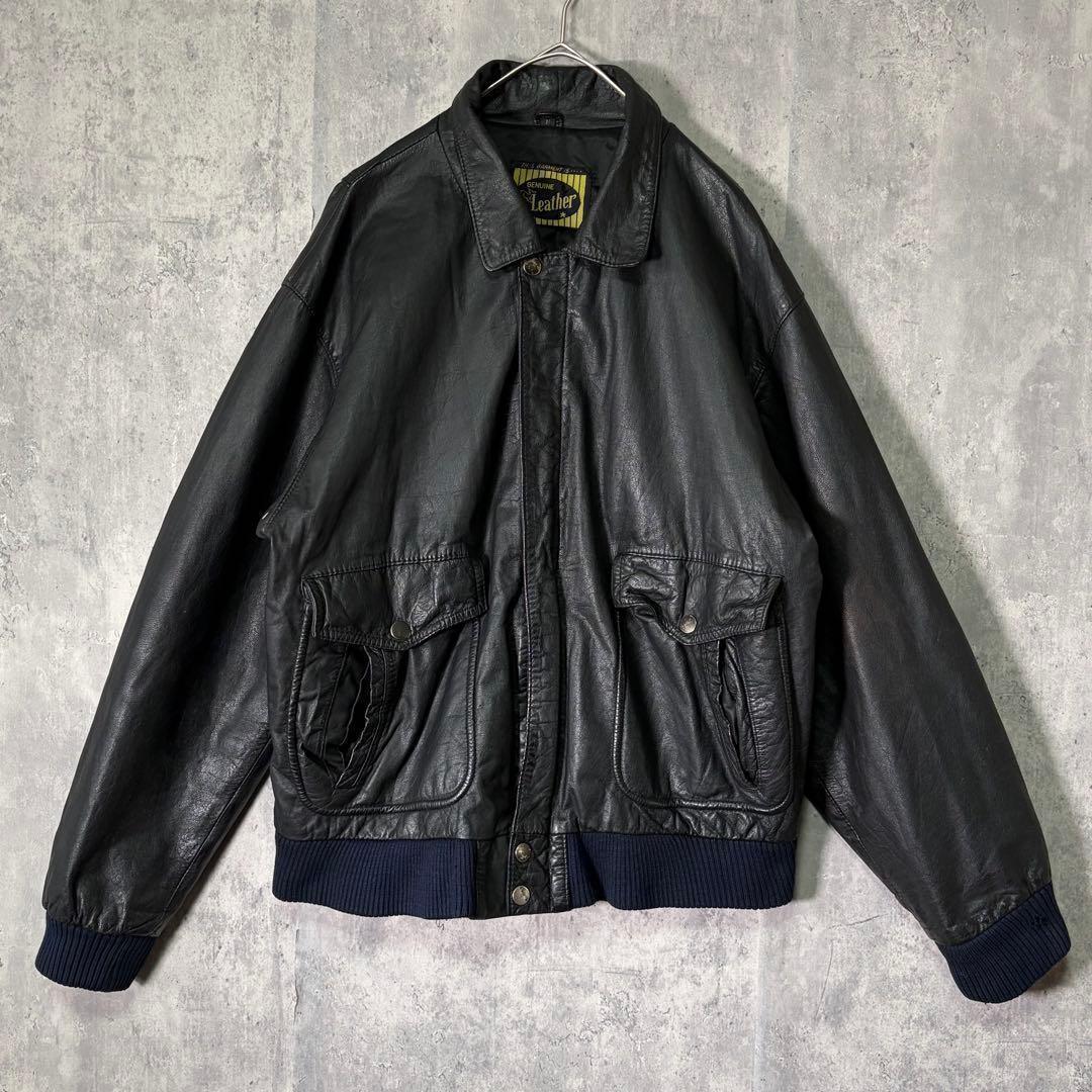 牛革 A2 レザージャケット 本革 黒 短丈 ヴィンテージ 肩パッドなし