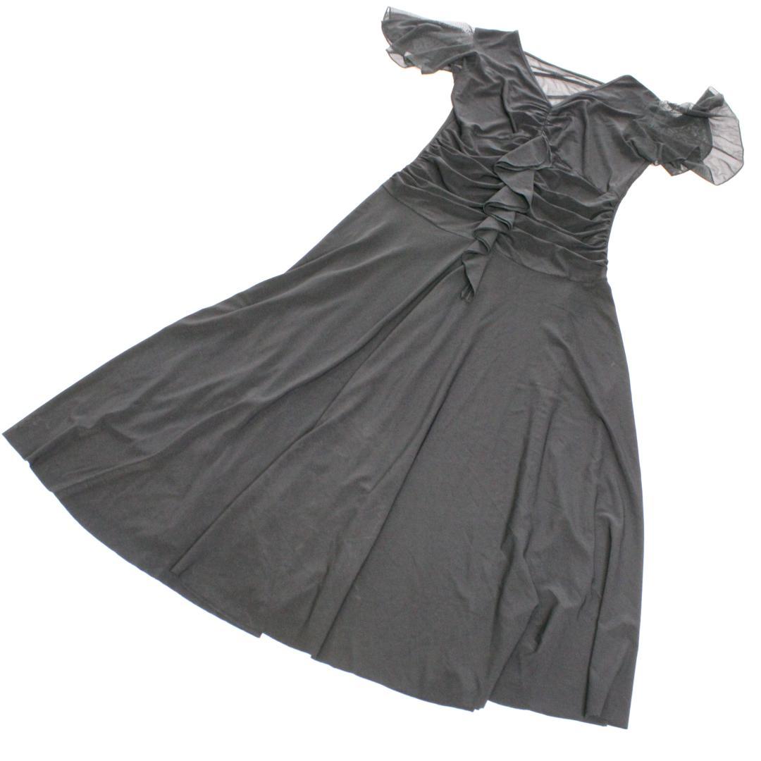 【美品 社交ダンス衣装】ワンピース ドレス leirena 黒 無地 シンプル