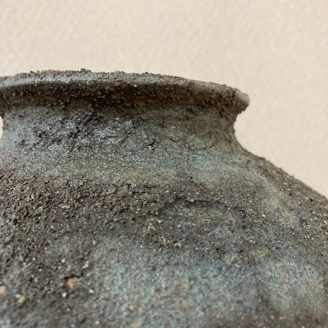 古壺　花瓶　飾り壺　銘あり〈検　登窯　三筋壺　自然釉　青備前　古越前　常滑　種壺