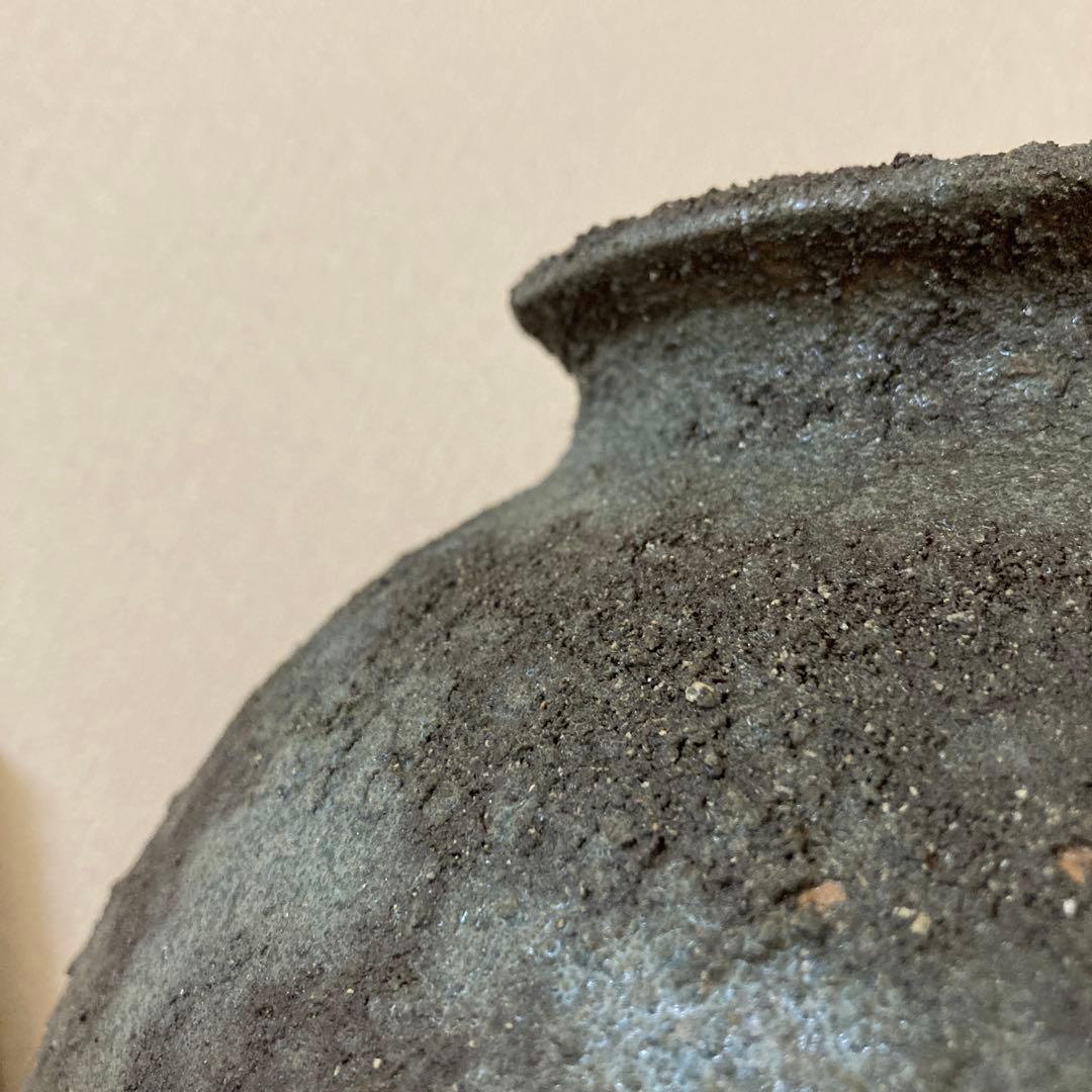 古壺　花瓶　飾り壺　銘あり〈検　登窯　三筋壺　自然釉　青備前　古越前　常滑　種壺