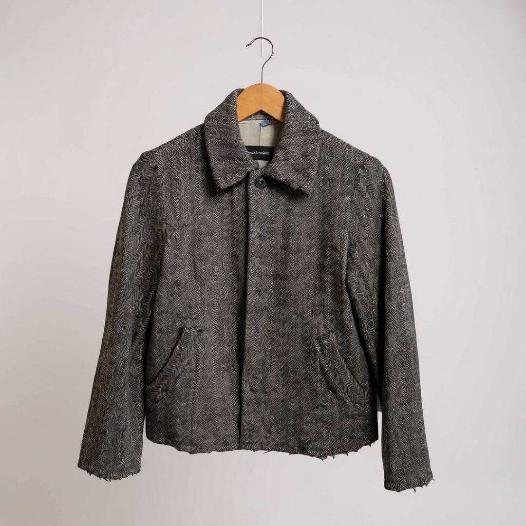 Pas de calais パドカレ ヘリンボーン ウール ジャケット 38