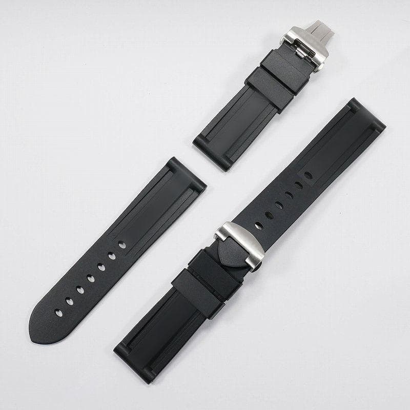 【ロゴ有り】互換ラバーベルト 24mm Ｄバックル付き ブラック